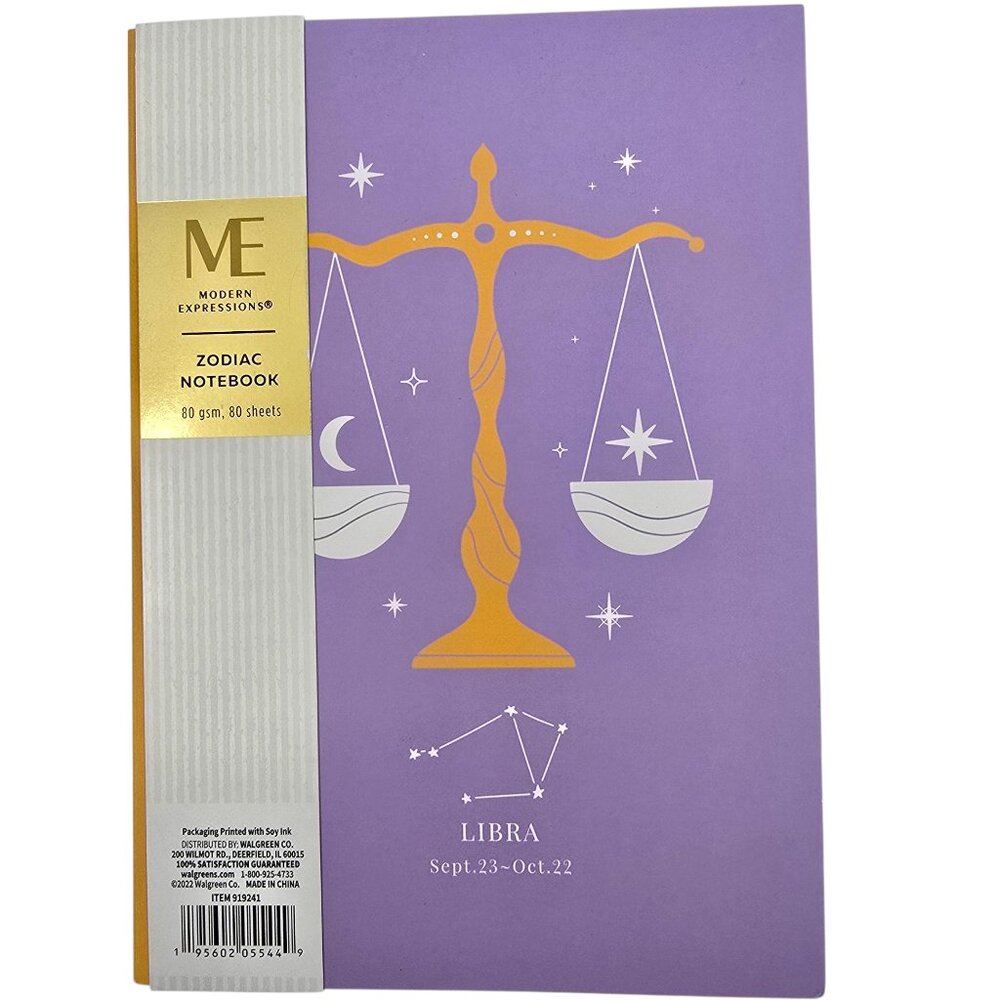 🎀 Modern Expressions Libra Zodiac Notebook  Sept. 23rd - Oct. 22nd NWT